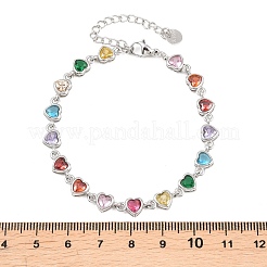 Tennisarmbänder aus Edelstahl 304 mit farbenfrohen Zirkonia-Fassungen für Damen&nbsp;BJEW-T023-02B-P