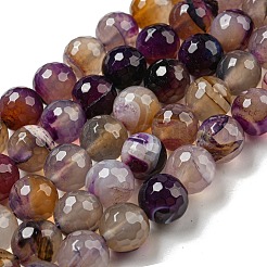 Brins de perles d'agate à bandes naturelles à facettes&nbsp;G-F447-12mm-O07