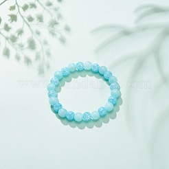 Pulsera elástica con cuentas redondas de cuarzo craquelado sintético y jade amarillo natural para mujer&nbsp;BJEW-JB08528-04