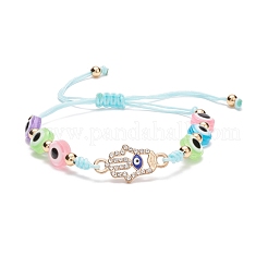 Braccialetto di perline intrecciate in resina malocchio&nbsp;BJEW-JB08410