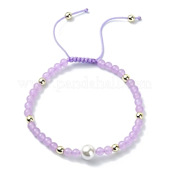 Natürliche und gefärbte Armbänder aus geflochtenen Perlen aus malaysischer Jade&nbsp;BJEW-JB09988