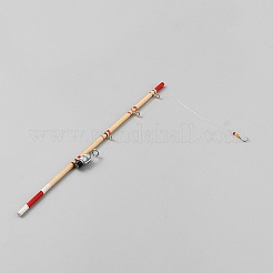 Canne à pêche miniature en bois et fer avec moulinet&nbsp;WD-WH2CFED-01