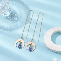 Orecchini pendenti a goccia con diaspro naturale a macchie blu&nbsp;EJEW-JE05712-01