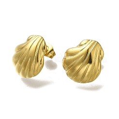 Ionenplattierung (IP) 304 Edelstahl Muschelform Ohrstecker für Frauen&nbsp;EJEW-U027-01G