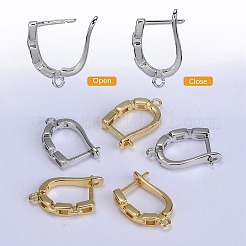 4 paio di 2 colori in ottone con risultati di orecchini a cerchio rettangolari&nbsp;ZIRC-SZ0005-04