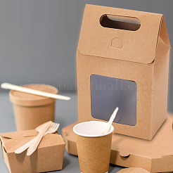 Faltbare Geschenktüten aus Papier mit Lochgriff und Sichtfenster aus Kunststoff&nbsp;ABAG-WH0044-35A