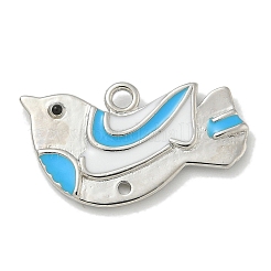 Anhänger mit Rotkehlchen aus Platin-Messing und Emaille&nbsp;KK-L224-060P