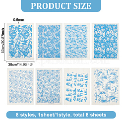 8 Blatt 8 Stile Papier-Keramik-Aufkleber&nbsp;DIY-BC0012-05A