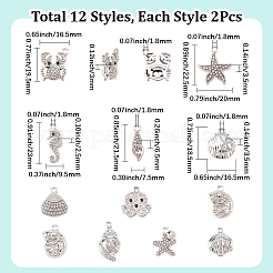 Pendenti con strass di cristallo in lega da 24 pz e 12 stili&nbsp;FIND-BM0001-79B
