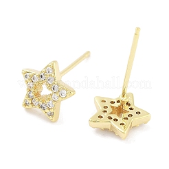 Boucle d'oreille en laiton avec micro pavé de zircone cubique transparente pour femmes&nbsp;EJEW-S217-F03