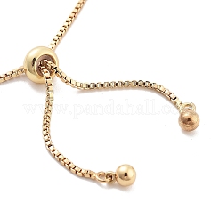 Messing Pavé klare Zirkonia Quadrat Box Kette Schieber Armbänder&nbsp;BJEW-YWC0002-10A-G