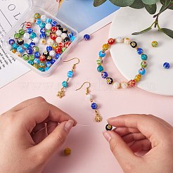 100 Stück 10 handgemachte Bunte Malerei Perlen im Stil&nbsp;GLAA-SZ0001-86