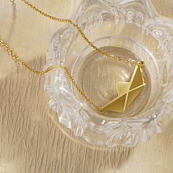 Colliers pendentifs personnalisés en acier inoxydable en forme de bateau en papier pour femmes&nbsp;DZ0863-1