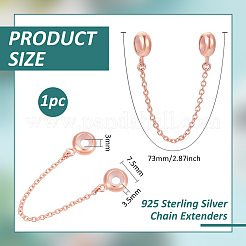 1 pieza 925 extensores de cadena de plata esterlina&nbsp;STER-BC0003-04RG