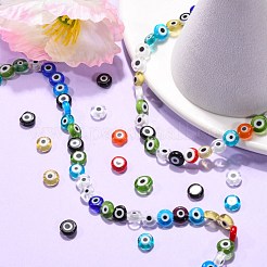 Handmade bösen Blick lampwork flache runde Perle Stränge&nbsp;X-LAMP-L058-8mm-M