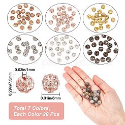 140 Stück 7 Farben Legierung Strass Perlen&nbsp;RB-CN0001-01