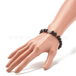 Natürliches goldglänzendes Obsidian-Stretcharmband mit Legierungsperlen&nbsp;BJEW-JB08017-02