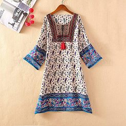 Ruban polyester brodé de style ethnique&nbsp;SRIB-WH0007-02B