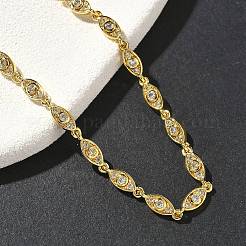 Messing-Mikropflaster-Armbänder mit klaren Zirkonia-Augengliedern für Damen&nbsp;BJEW-G764-09G