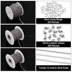 30 m 3 Stile 304 Edelstahlkabel und Panzerketten für DIY-Kettenherstellungsset&nbsp;CHS-BC0001-12