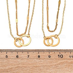 Ineinandergreifender Ring 304 Edelstahl doppellagige Halsketten & Gliederarmbänder Sets&nbsp;SJEW-Z003-02G