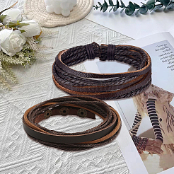 1 Stück mehrsträngiges Armband aus Rindslederkordel&nbsp;BJEW-CL0001-48A