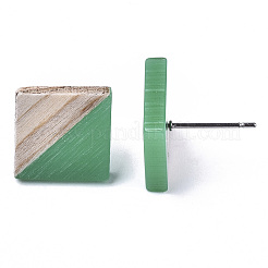 Aretes de resina opaca y madera&nbsp;LS-EJEW-N017-005A-B02