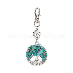 Perline sintetiche in turchese e decorazioni pendenti con albero della vita in lega&nbsp;HJEW-JM03128-03