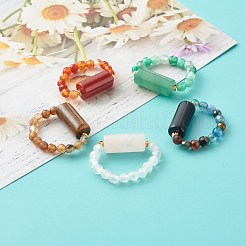 Gemischter Steinperlen-Fingerring für Mädchenfrauen&nbsp;RJEW-JR00383