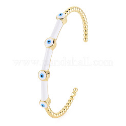 Bracelet manchette ouvert en émail mauvais œil&nbsp;BJEW-S141-028