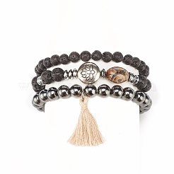 Set di braccialetti con perline mala stile 3 pz 3&nbsp;BJEW-JB08314