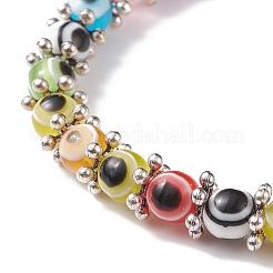 Malocchio in resina e braccialetto di perline intrecciate in ematite sintetica&nbsp;BJEW-JB08401