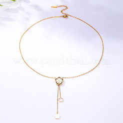 Colliers avec pendentif en forme de fleur et de coquillage en acier inoxydable pour femmes&nbsp;PT8035