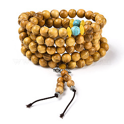 Wickelstil buddhistischer Schmuck Bocote runde Perlenarmbänder oder Halsketten&nbsp;BJEW-R281-34