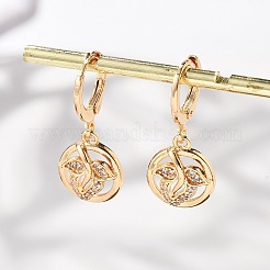 Orecchini a cerchio da donna in ottone con micro pavé di zirconi chiari&nbsp;EJEW-G428-24G-03