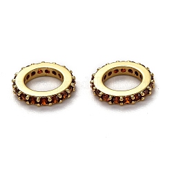 Cuentas europeas redondas de circonita cúbica micropavé de latón&nbsp;KK-B028-18G-D