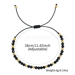 Pulseras trenzadas de cuentas redondas de vidrio y latón&nbsp;LS-RD6595-1