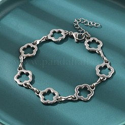 Bracciali con catene a maglie floreali in acciaio inossidabile 304 per uomo e donna&nbsp;BJEW-D042-42P