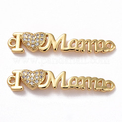 Muttertags-Charms mit Mikropavé-Verbinder aus klarem Zirkonia aus Messing&nbsp;ZIRC-F134-31G