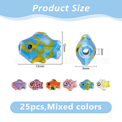 25 pz perline di porcellana a forma di pesce fatte a mano&nbsp;PORC-DC0001-18