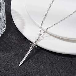 Collier pendentif épée en alliage avec chaînes en acier inoxydable 304&nbsp;NJEW-JN04474