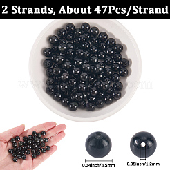 2 Strang natürliche Obsidian-Rundperlen&nbsp;G-PA0002-69