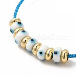 Malocchio a lume e braccialetto con perline in ottone&nbsp;BJEW-L679-04G-02