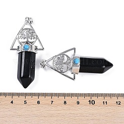 Natürlicher Obsidian facettiert spitze Kugel große Anhänger&nbsp;G-H076-02P-010
