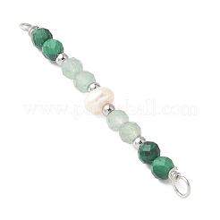 Facettierte runde natürliche grüne Aventurinee & Malachit & Kartoffel natürliche Zucht Süßwasser Perle Perlen Stecker Charms&nbsp;PALLOY-JF03532-03