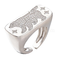 Anneaux de manchette ouverts en zircone cubique transparent micro-pavé en laiton réglable&nbsp;ZIRC-I049-34