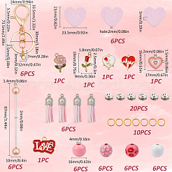 Kit de fabrication de porte-clés en alliage émaillé et bois à faire soi-même pour la Saint-Valentin&nbsp;DIY-SC0025-94