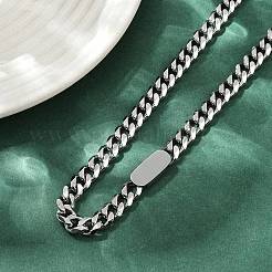 Collane con catena a maglie cubane in acciaio inossidabile 304 da 7 mm per donne e uomini&nbsp;NJEW-Z093-03P