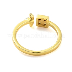 Anelli a polsino aperti con zirconi quadrati quadrati&nbsp;RJEW-L120-003G