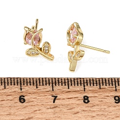 Pendientes de tuerca de circonio cúbico con micro pave de latón&nbsp;KK-CBA8324-19G-02